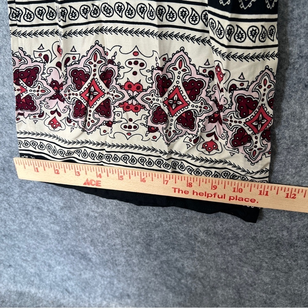 H&M DIVIDED Sleeveless Paisley Viscose Jumpsuit Cream Black Berry Red Size 6 - Picture 11 of 12